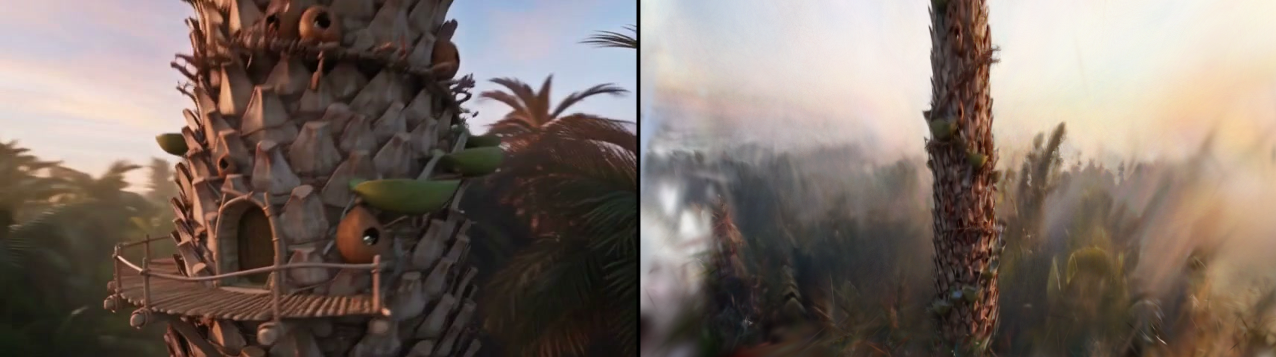 Left: source video frame. Right: the reconstruction.